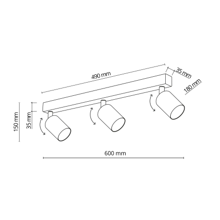 Plafoniera TOP GU10 3 x max 10W LED Brun 60 cm [5]