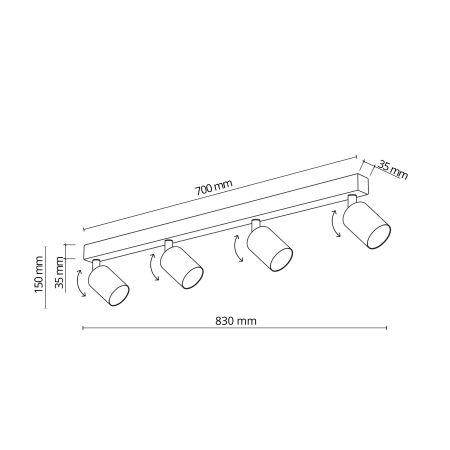 Plafoniera TOP GU10 4 x max 10W LED Alb 83 cm [8]