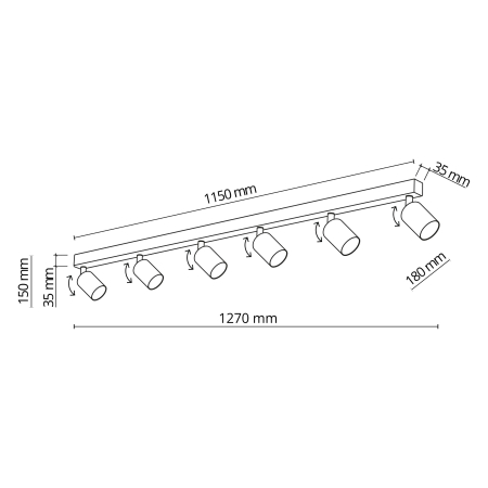 Plafoniera TOP GU10 6 x max 10W LED Auriu, Negru 127 cm [4]