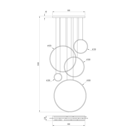 Saturno Black 100W LED lampă suspendată mezanin [3]