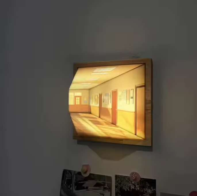 Lampa Decorativa 3D cu Efect de Tunel – Iluzie Optica LED, Montaj pe Perete, Design din Lemn pentru Dormitor sau Living [2]