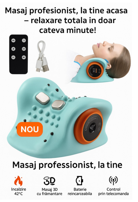 Perna de Masaj Electrica 3D pentru Gat cu Incalzire si Telecomanda – Masaj Profund cu Framantare & Functie de Relaxare Termica [3]