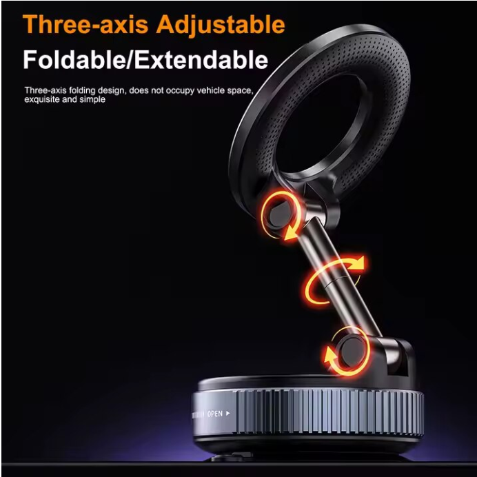 Suport Telefon Auto Magnetic 360° Rotativ – Design Premium din Aluminiu, Pliabil si Stabil, Compatibil cu MagSafe [3]