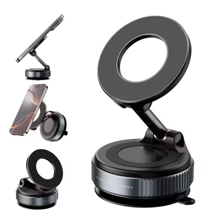 Suport Telefon Auto Magnetic 360° Rotativ – Design Premium din Aluminiu, Pliabil si Stabil, Compatibil cu MagSafe [2]