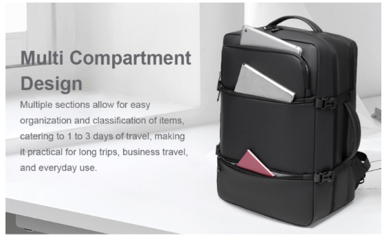 telux ® Rucsac de călătorie business cu compresie în vid, impermeabil, capacitate mare [5]