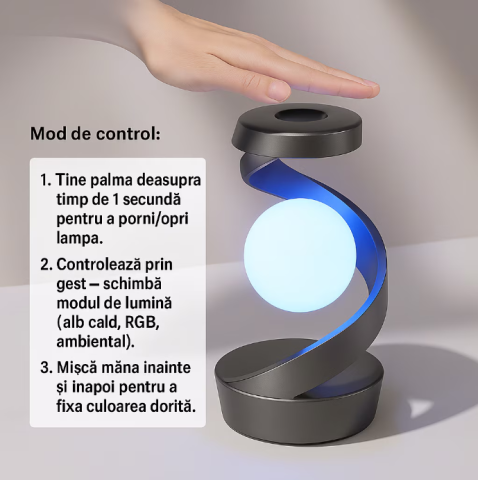 Lampa LED Decorativa cu Incarcare Wireless si Iluminare RGB – Design Modern Spiralat, Suport Telefon, Lumina Ambientala pentru Dormitor sau Birou [1]
