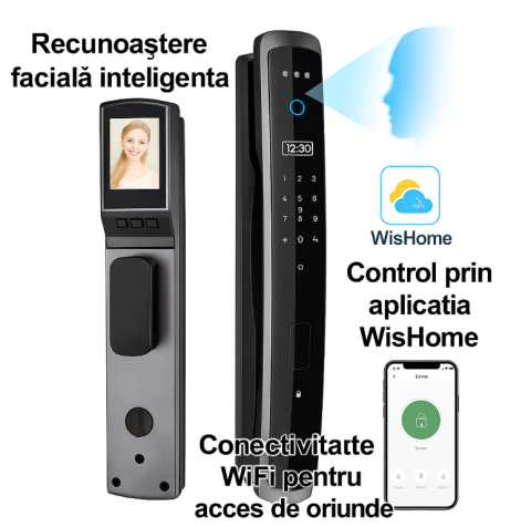 Yala Inteligenta cu Amprenta si WiFi – Deschidere prin Aplicatie, Cod PIN, Card si Cheie – Rezistenta la Apa, Montaj Universal [1]