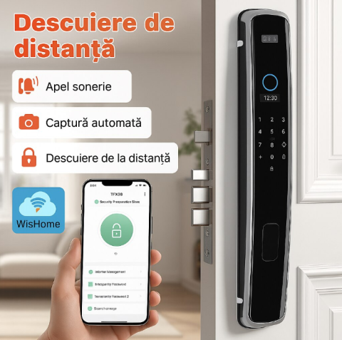 Yala Inteligenta cu Amprenta si WiFi – Deschidere prin Aplicatie, Cod PIN, Card si Cheie – Rezistenta la Apa, Montaj Universal [3]