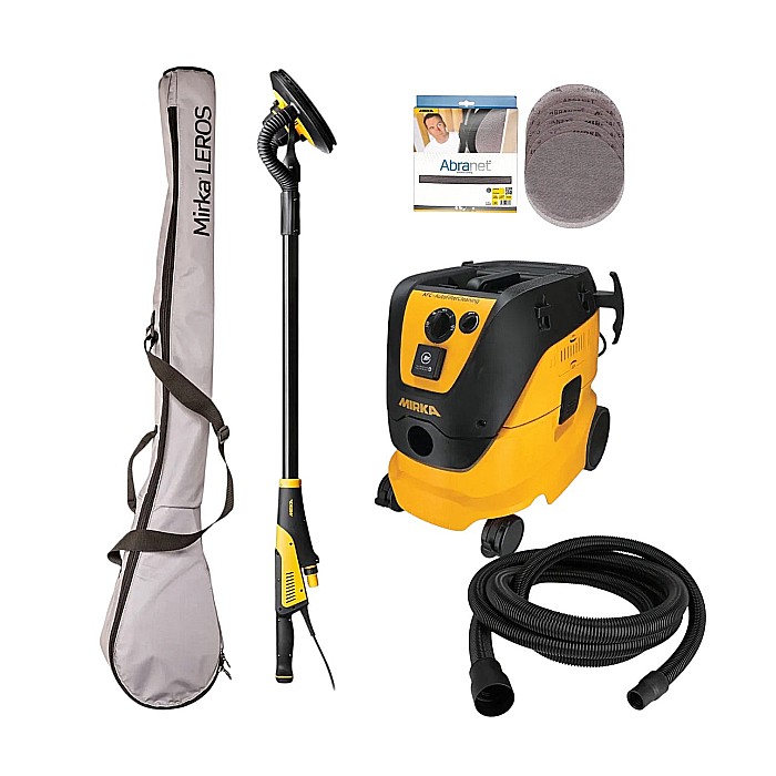 Set slefuitor MIRKA Leros 950CV si aspirator MIRKA 1230 AFC + furtun de aspiratie 6m si protectie furtun [12]