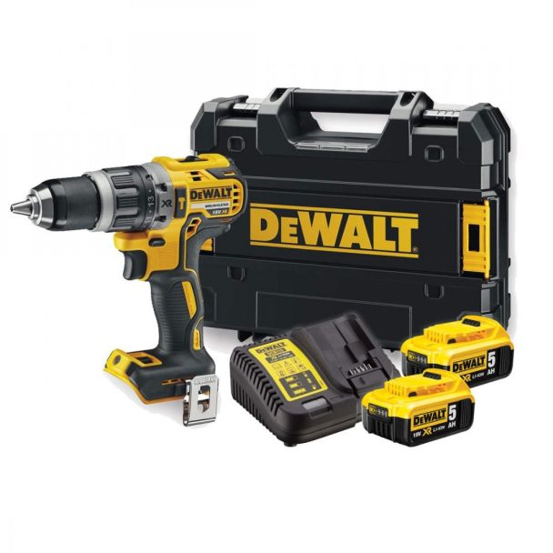 Masina de gaurit si insurubat cu percutie, cu acumulatori Dewalt DCD796P2, 18V/5.0Ah, cuplu maxim 70 Nm, 2 acumulatori, incarcator, valiza de transport [3]