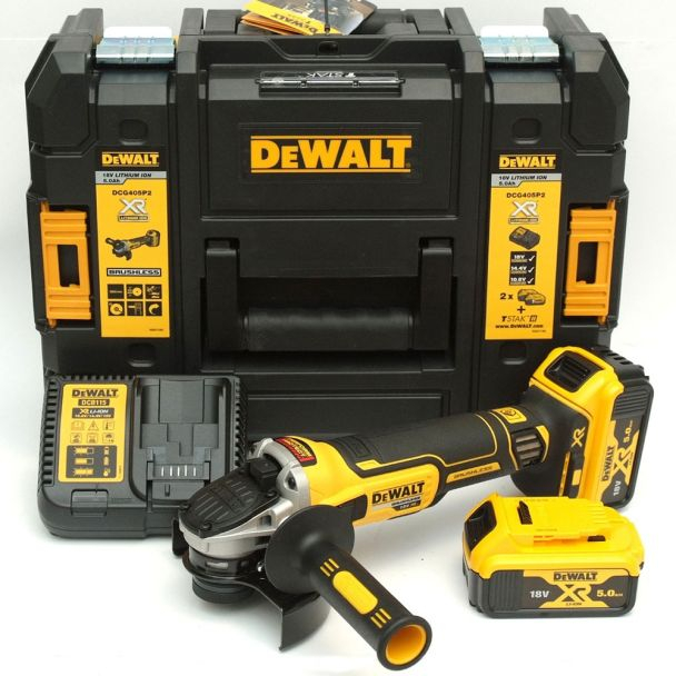 Polizor unghiular DeWalt DCG405P2, 125 mm, 2 acumulatori Li-Ion 18 V/5 Ah, incarcator, valiza de transport [2]