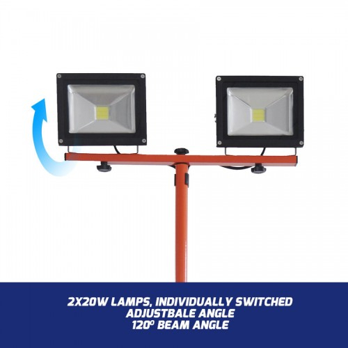 Redback ED40 Stand proiectoare LED acumulatori 40V, 2x20W, solo [2]