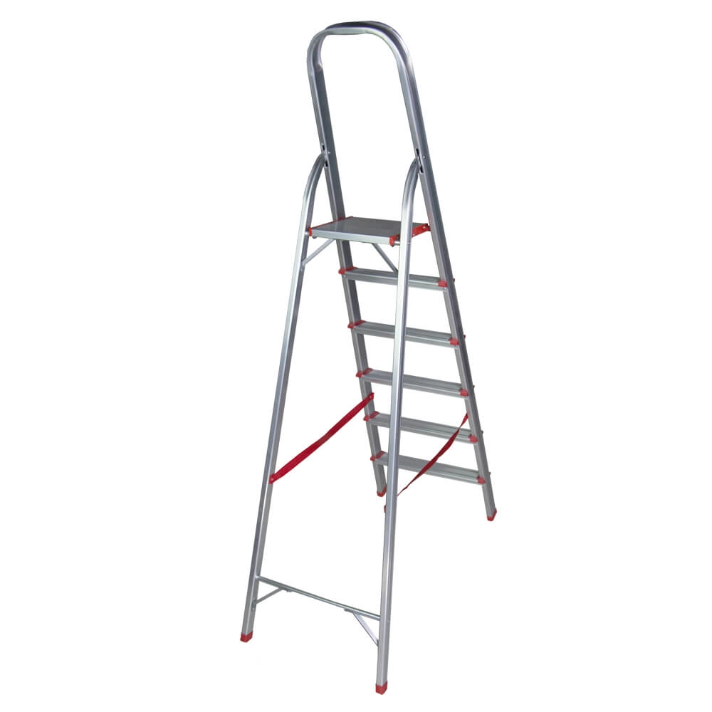 Scara aluminiu BISONTE STR0106 6 trepte, inaltime maxima 1,70 m pentru interior [2]