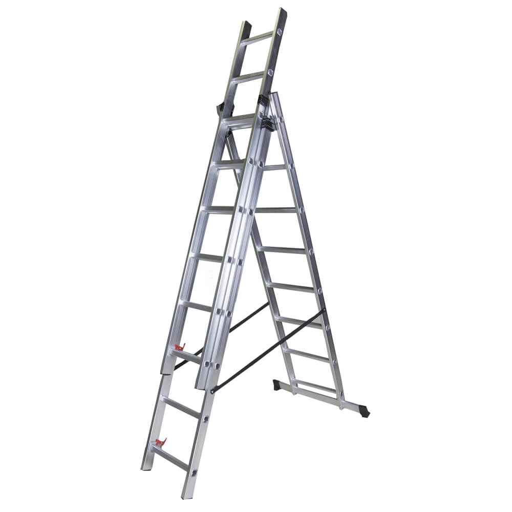 Scara tripla aluminiu BISONTE STR308 3 x 8 trepte inaltime maxima 5.03 m [2]