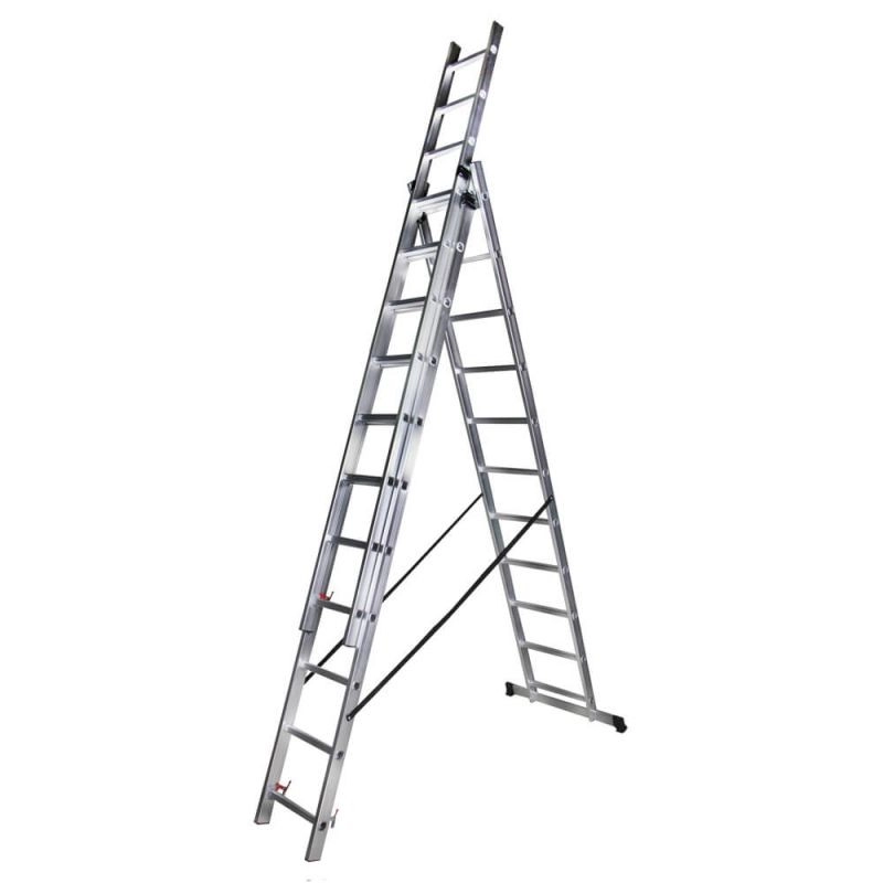 Scara tripla aluminiu BISONTE STR311 3 x 11 trepte inaltime maxima 7.5 m [3]