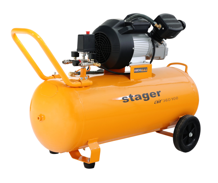 Stager Air 36D100 compresor aer, 100L, 10bar, 356L/min, monofazat, angrenare [2]
