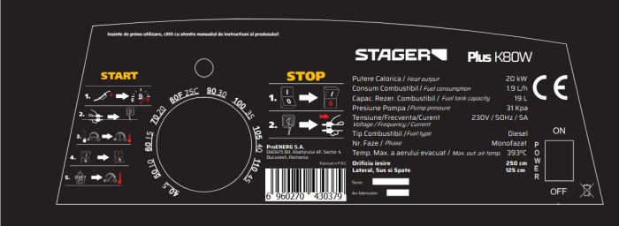 Stager PLUS-K80W Tun de aer cald, ardere directa, 20kW, motorina, 230V, 400mc [2]