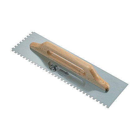 Gletiere, spacluri si mistri - Gletiera cu Dinti AUSONIA - Lama Otel Carbon - Maner Inchis de Lemn - 48x14 cm