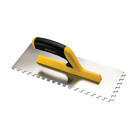 Gletiere, spacluri si mistri - Gletiera Inox cu Dinti DEKOR - Maner Deschis - 30 cm