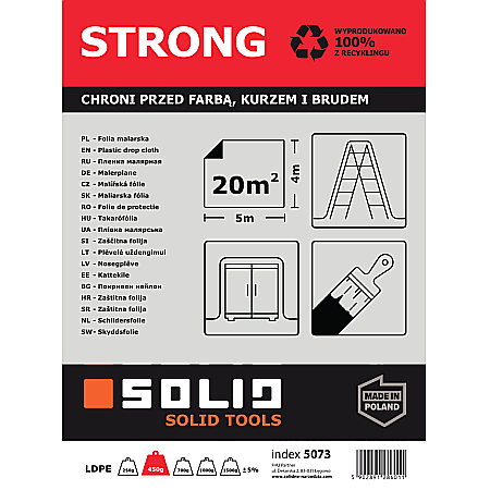 Trafaleți, benzi și folii - Folie mascare strong SOLID 4x5m