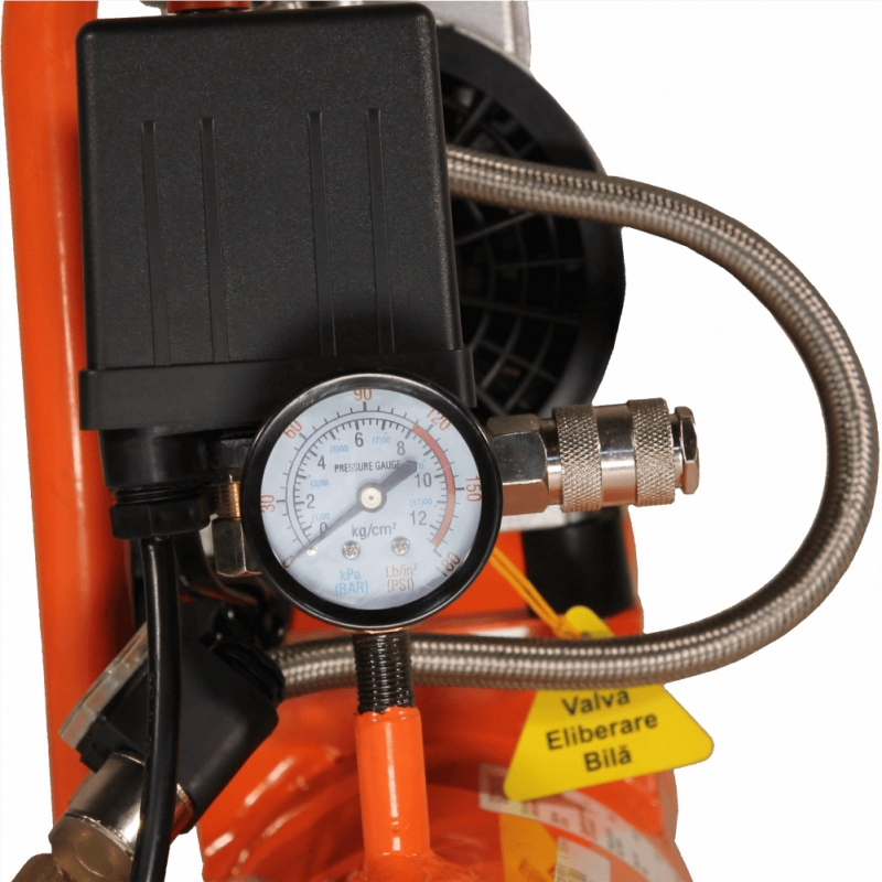 Compresor de aer cu piston BISONTE SC008-009 fara ulei 230V 0,8 cp debit aer 94 l/min presiune 8 bar [4]
