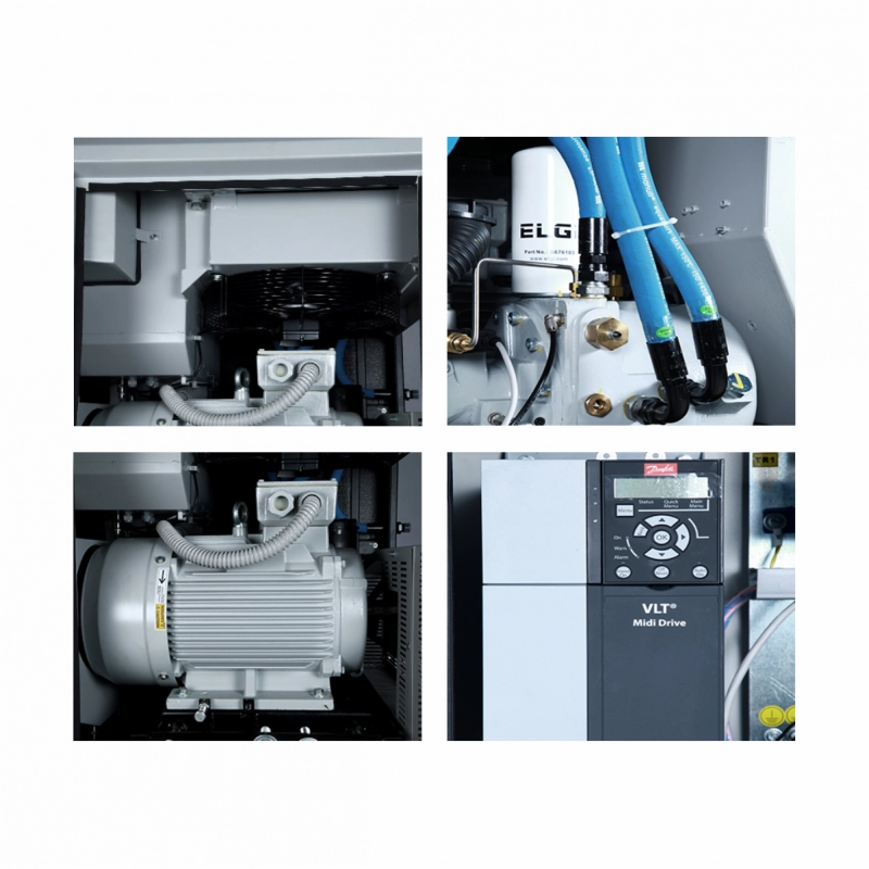 Compresor electric cu surub ELGI EN5-7bar debit 0.74mc/min, uscator si rez.270L inclus, 5.5kW/400V [6]