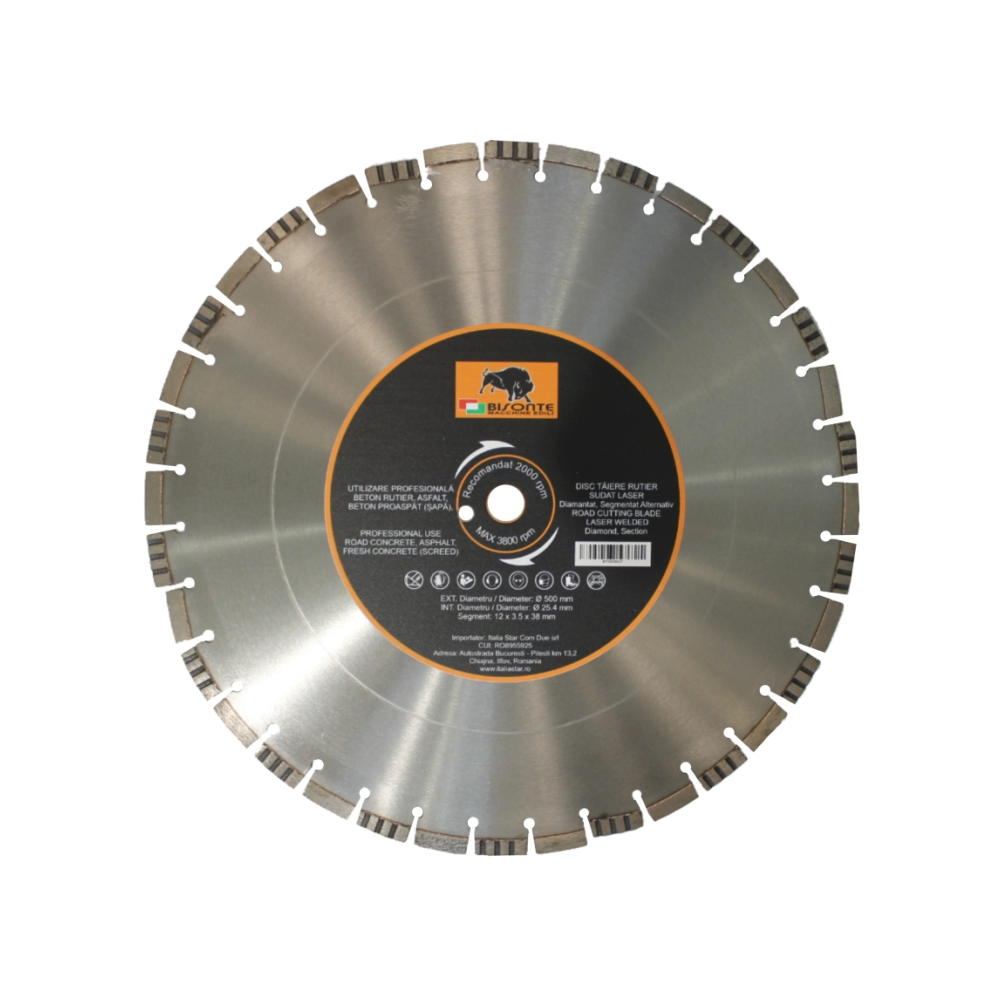 Accesorii scule si utilaje - Disc Bisonte diamantat segmentat alternativ, beton rutier, asfalt si beton proaspat (sapa), Ø 350mm