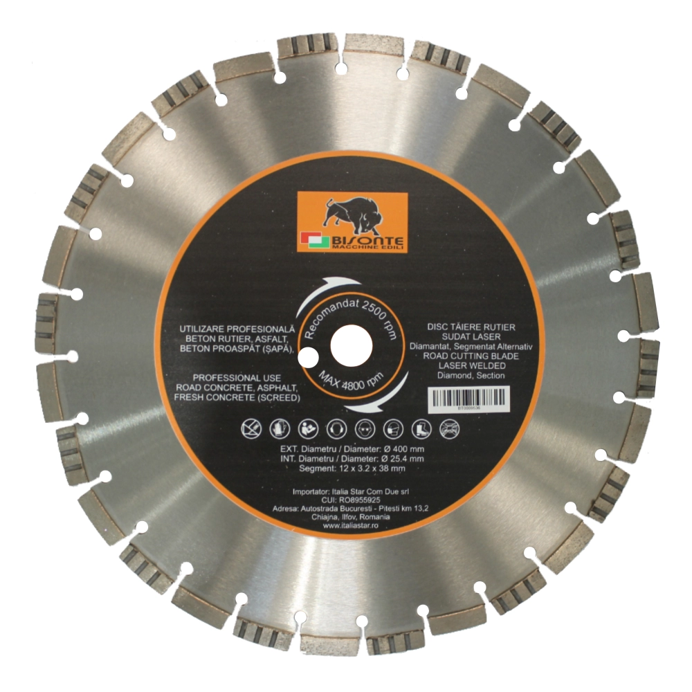 Accesorii scule si utilaje - Disc Bisonte diamantat segmentat alternativ, beton rutier, asfalt si beton proaspat (sapa), Ø 500mm