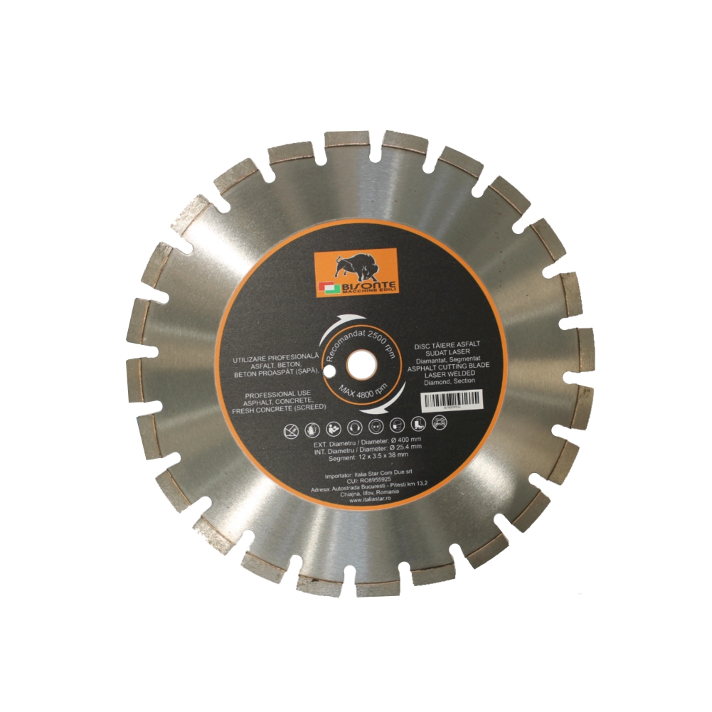 Accesorii scule si utilaje - Disc Bisonte diamantat segmentat, pentru asfalt, beton proaspat (sapa), beton, Ø 400mm