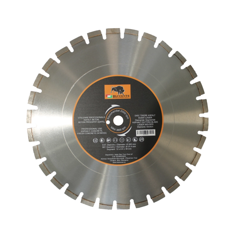 Accesorii scule si utilaje - Disc Bisonte diamantat segmentat, pentru asfalt, beton proaspat (sapa), beton, Ø 500mm