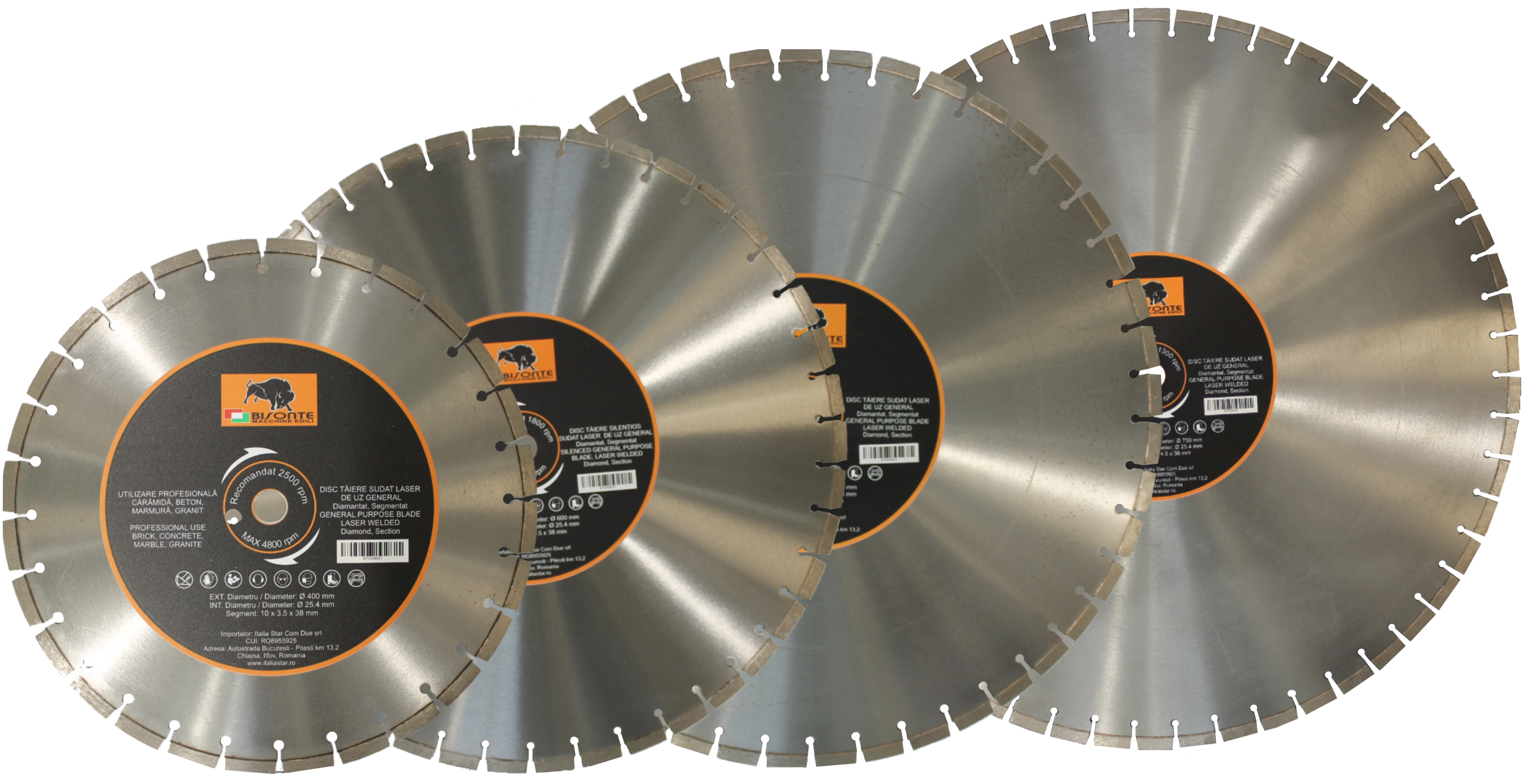 Disc Bisonte diamantat segmentat, pentru caramida, beton, marmura, granit, Ø 600mm [1]