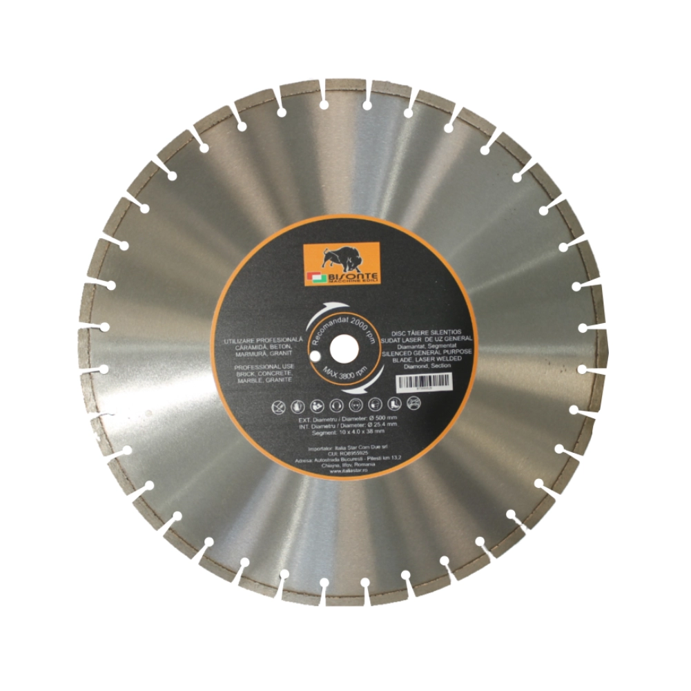 Accesorii scule si utilaje - Disc Bisonte diamantat segmentat silentios, pentru caramida, beton, marmura, granit, Ø 600mm