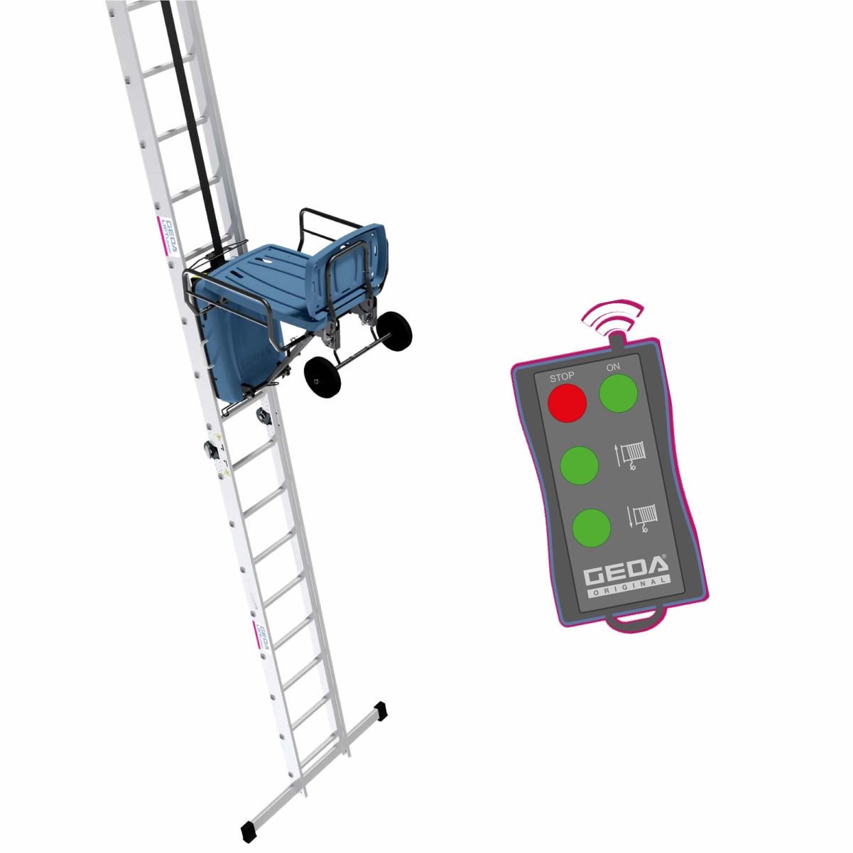 Electropalane - Elevator materiale constructii GEDA BatteryLadderLift complet echipat, H=10m