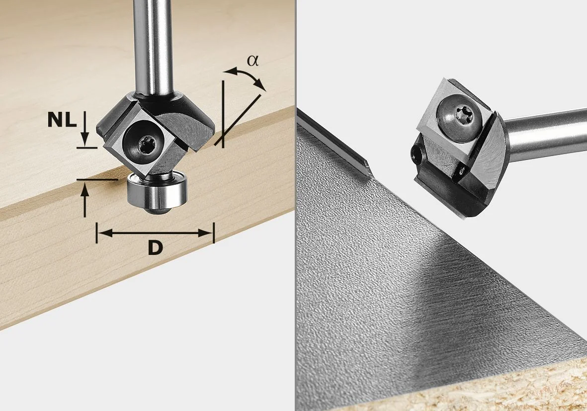 Festool Freză de şanfrenat cu plăcuţe amovibile S8 HW 45° D27 12x12 KL