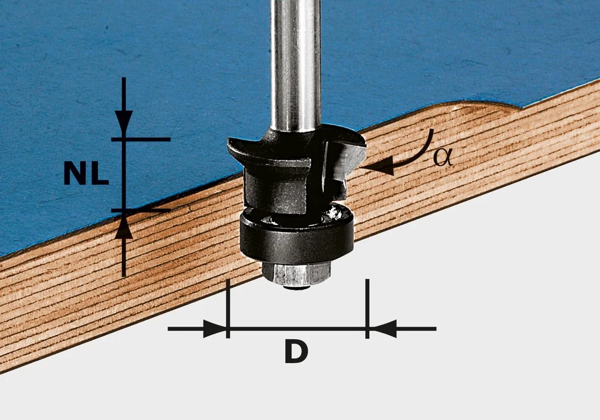 Festool Freză pentru faţetare şi frezare coplanară HW S8 D24/0° +45°