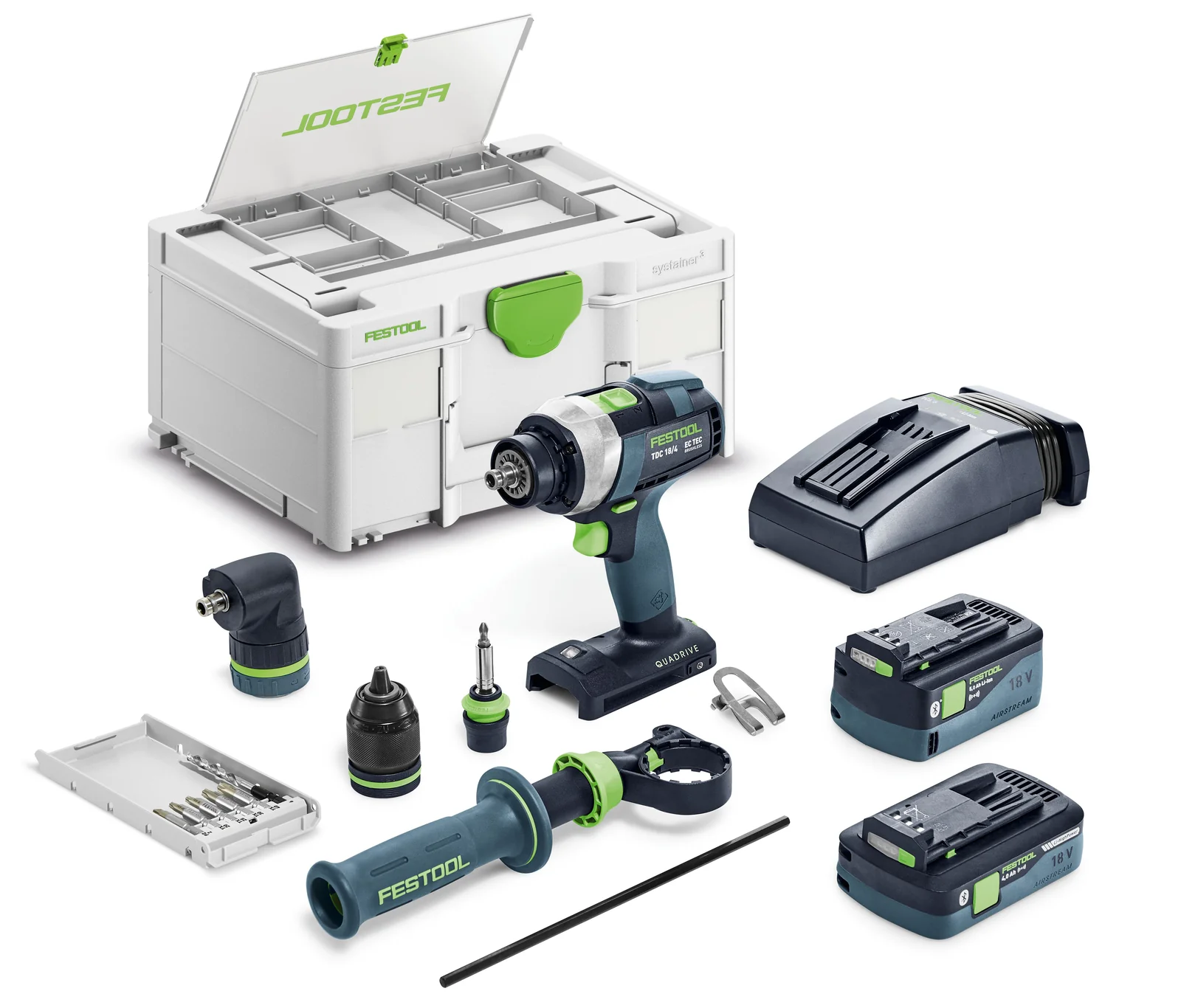 Festool Masini de gaurit si insurubat cu acumulatori QUADRIVE TDC 18/4 5,0/4,0 I-Set