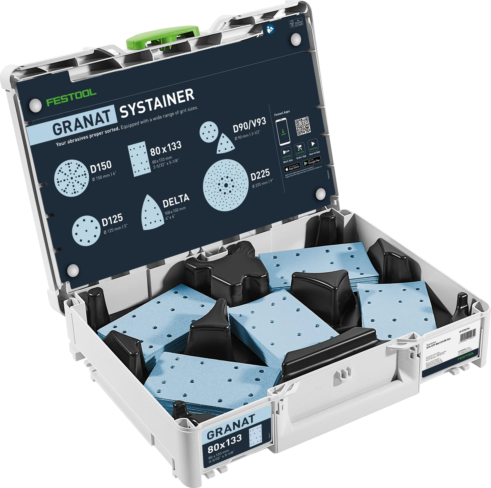 Abrazive - Festool Systainer³ pentru materiale abrazive Granat 80x133 GR SYS