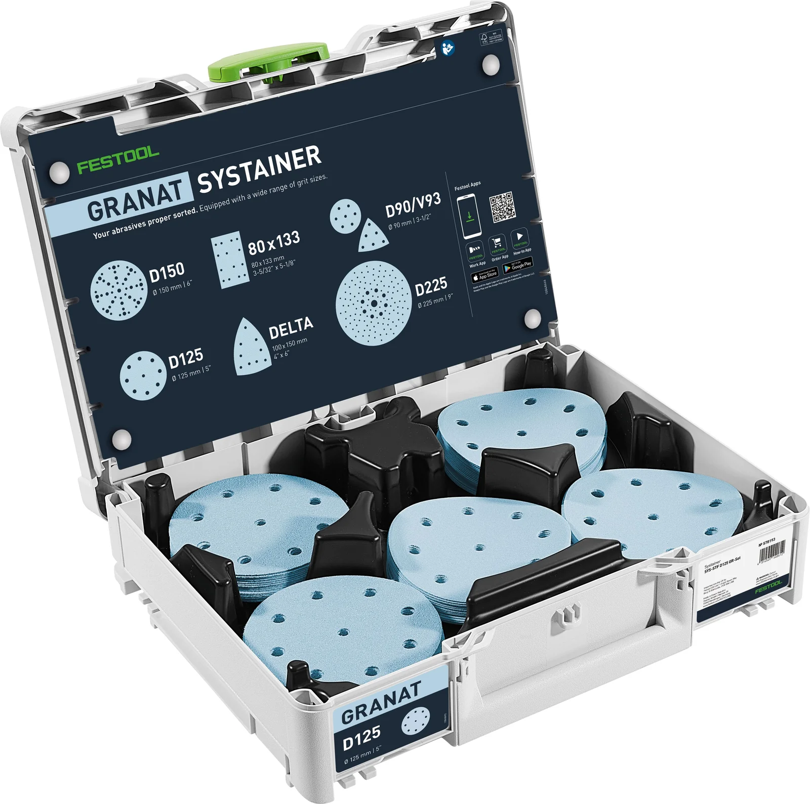 Abrazive - Festool Systainer³ pentru materiale abrazive Granat D125 GR SYS