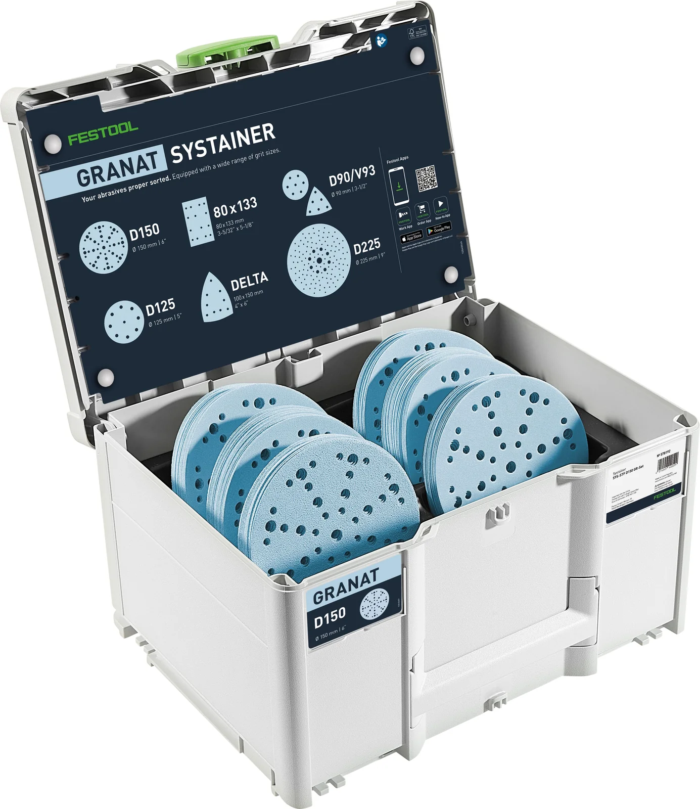 Festool Systainer³ pentru materiale abrazive Granat D150 GR SYS