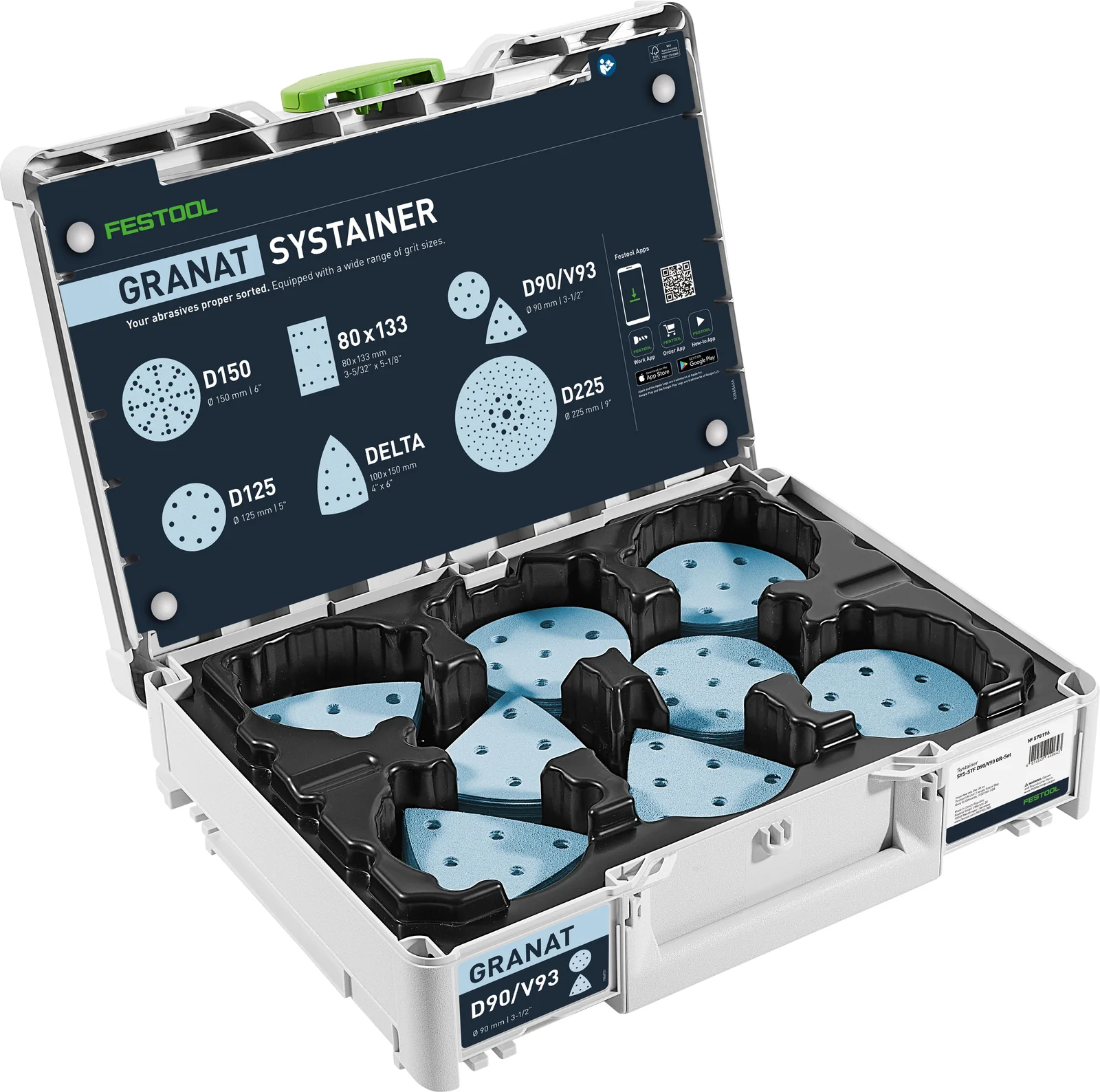 Abrazive - Festool Systainer³ pentru materiale abrazive Granat D90/V93 GR SYS