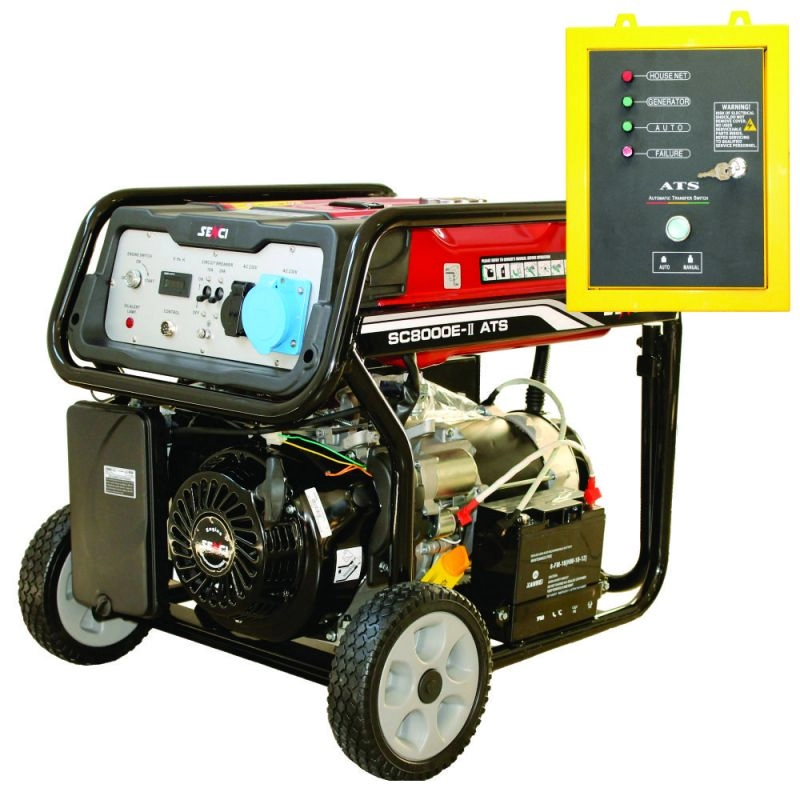 Generatoare de curent open 230-380v - Generator de curent SENCI SC8000-ATS TOP putere maxima 7 kW 230V pornire electrica ATS inclus