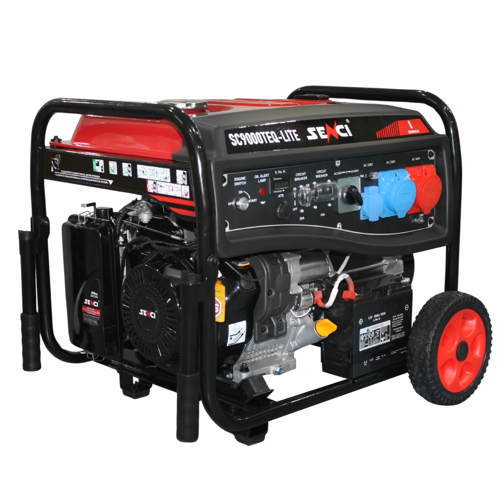 Generatoare de curent open 230-380v - Generator de curent SENCI SC9000TEQ LITE P.max7.5kW 230V/400V, roti si manere incluse