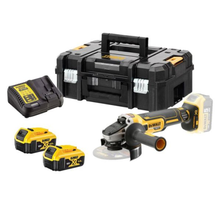 Scule electrice - Polizor unghiular DeWalt DCG405P2, 125 mm, 2 acumulatori Li-Ion 18 V/5 Ah, incarcator, valiza de transport