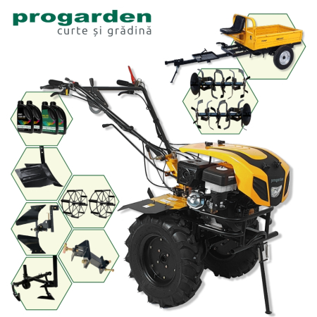 Pachete motocultoare - ProGARDEN Pachet Campo 1844 Motocultor 18CP + Remorca RM500C + Plug bilonat +