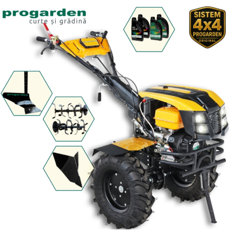 Motocultoare si multifunctionale - ProGARDEN Pachet Campo 1873 Alpine V2 Motocultor 18CP + Plug simplu + Plug