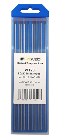 Tehnica sudare - ProWELD WT20 Electrozi tungsten rosu, 2.0x150mm, 10buc