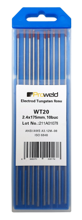 Tehnica sudare - ProWELD WT20 Electrozi tungsten rosu, 2.4x150mm, 10buc
