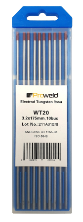 Tehnica sudare - ProWELD WT20 Electrozi tungsten rosu, 3.2x150mm, 10buc