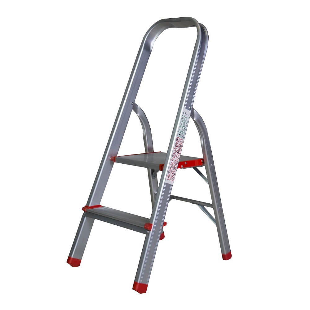 Scari din aluminiu - Scara aluminiu BISONTE STR0102 2 trepte, inaltime maxima 92 cm pentru interior