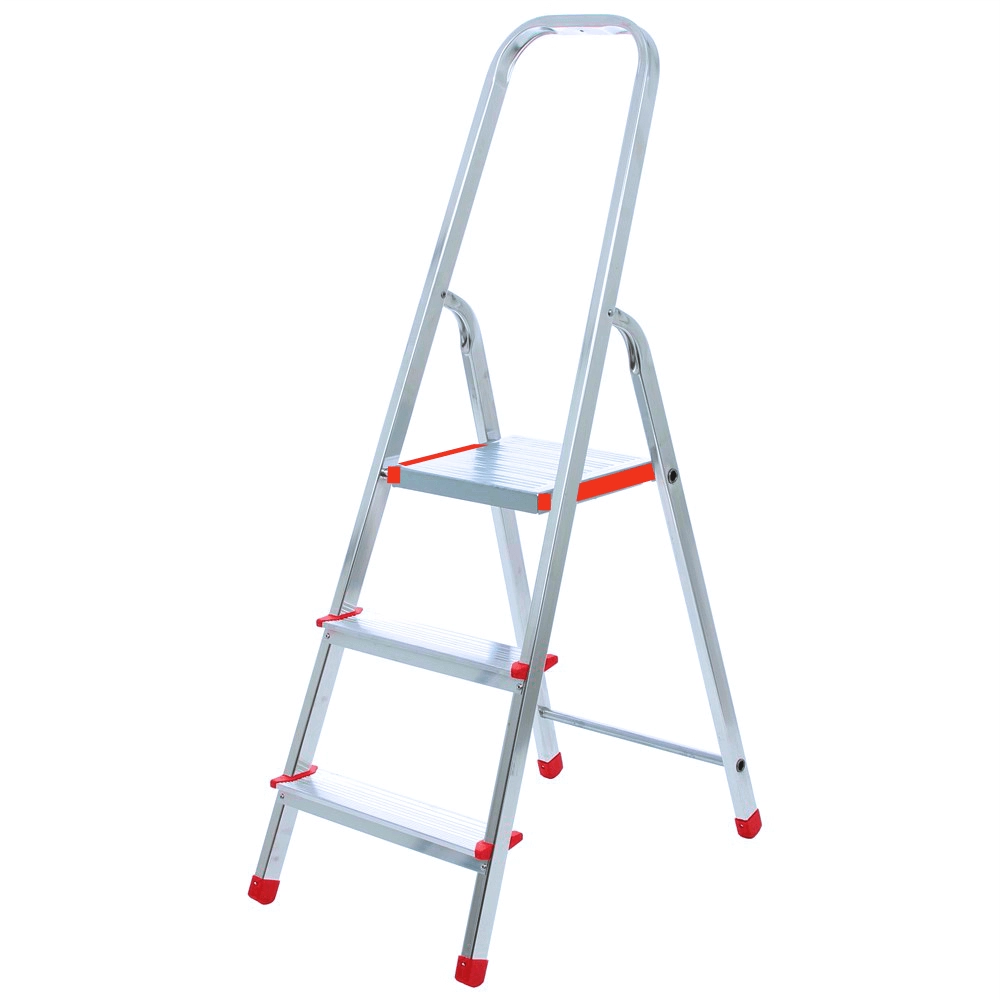 Scari din aluminiu - Scara aluminiu BISONTE STR0103 3 trepte, inaltime maxima 1,12 m pentru interior